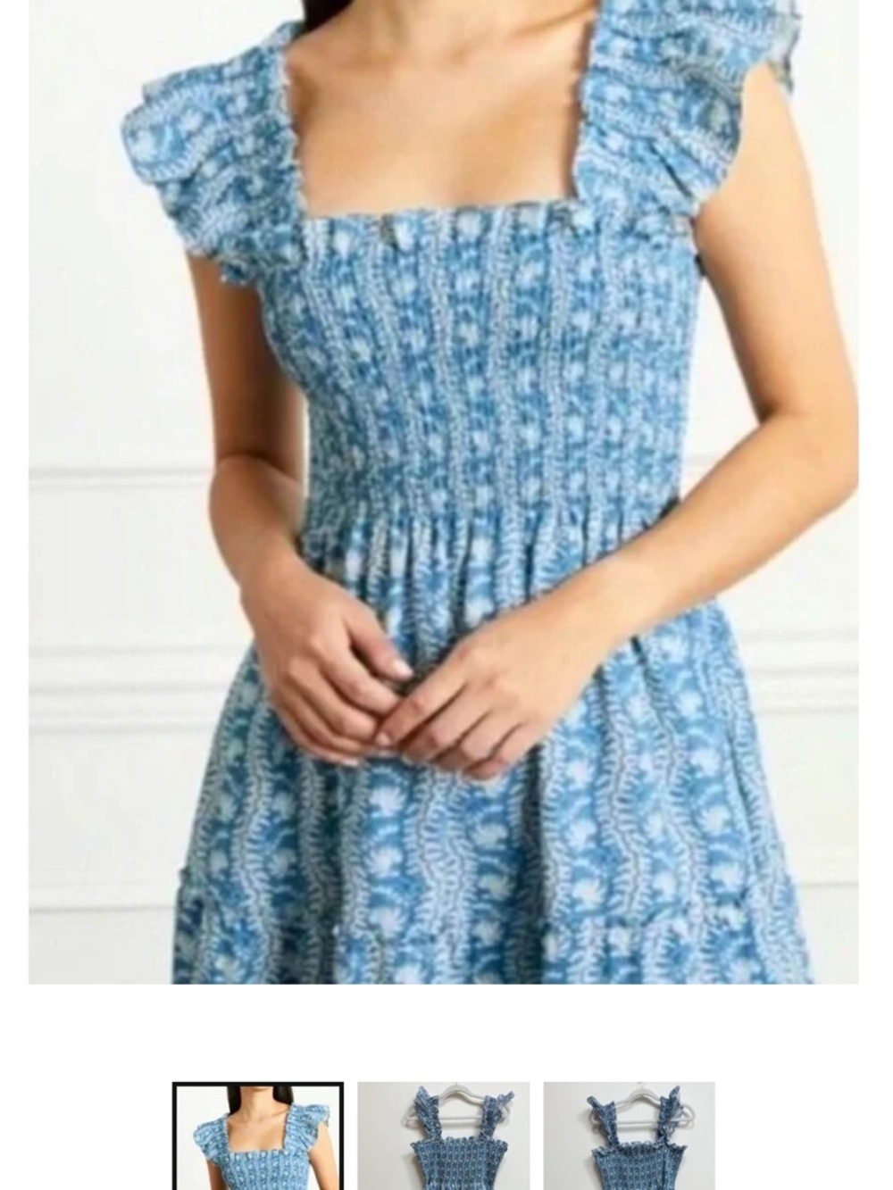 Hill House Light Blue Smocked Mini Dress
